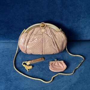 Judith Leiber Snakeskin Evening Clutch Shoulder‎ Bag